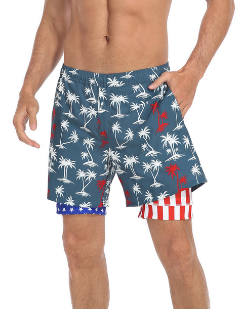 LRD Mens 5" Inseam Swim Trunks with Compression Liner