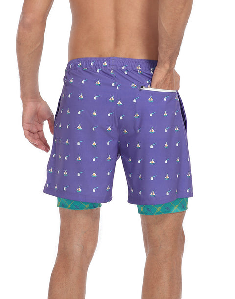 LRD Mens 5" Inseam Swim Trunks with Compression Liner