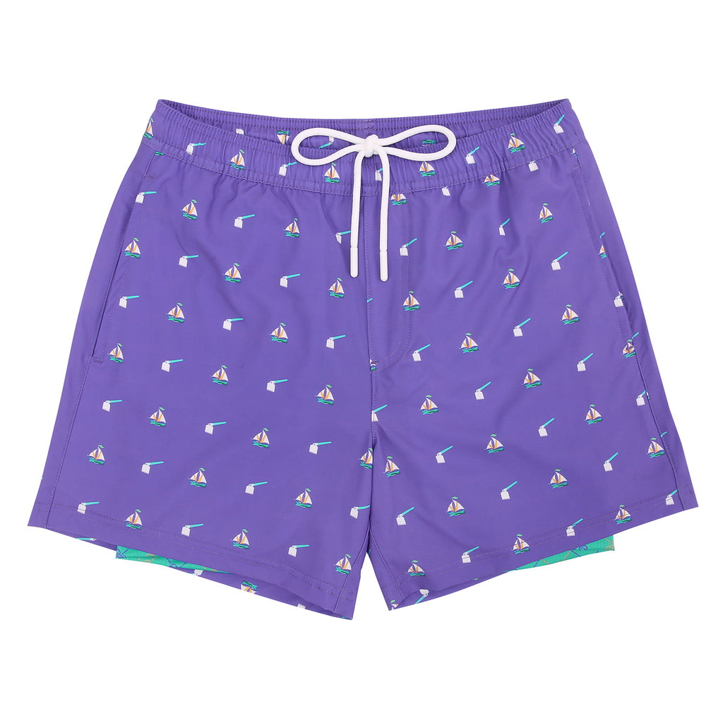 LRD Mens 5" Inseam Swim Trunks with Compression Liner