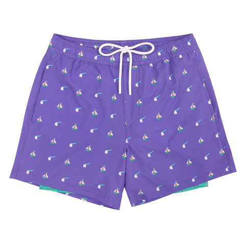 LRD Mens 5" Inseam Swim Trunks with Compression Liner