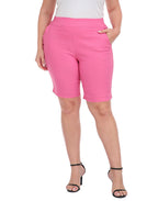 Plus Size Pull On Bermuda Shorts with Pockets and 10" Inseam