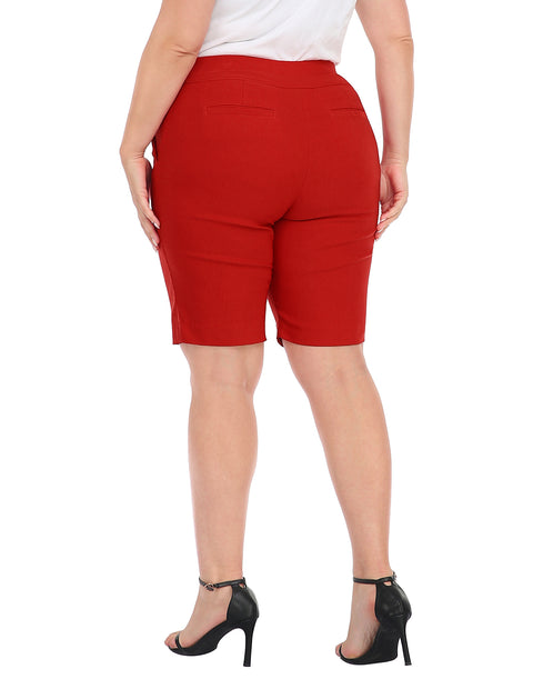 Plus Size Pull On Bermuda Shorts with Pockets and 10" Inseam