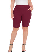 Plus Size Pull On Bermuda Shorts with Pockets and 10" Inseam