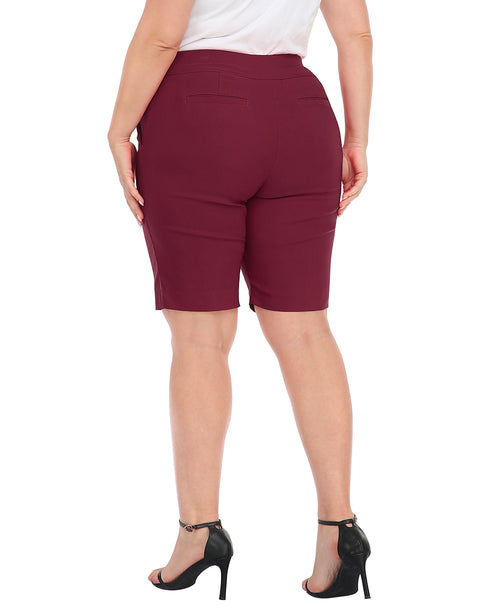 Plus Size Pull On Bermuda Shorts with Pockets and 10" Inseam
