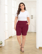 Plus Size Pull On Bermuda Shorts with Pockets and 10" Inseam