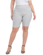 Plus Size Pull On Bermuda Shorts with Pockets and 10" Inseam