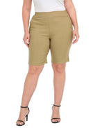 Plus Size Pull On Bermuda Shorts with Pockets and 10" Inseam