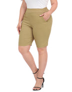 Plus Size Pull On Bermuda Shorts with Pockets and 10" Inseam