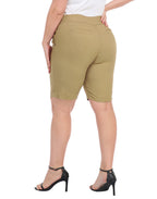 Plus Size Pull On Bermuda Shorts with Pockets and 10" Inseam