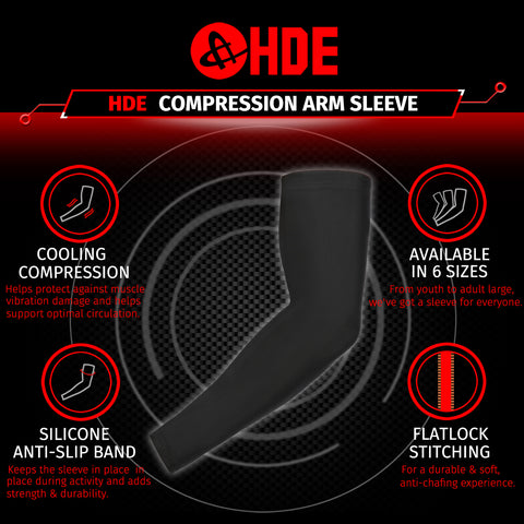 Black Arm Compression Sleeves for Kids Basketball Football Baseball Shooting Sleeve