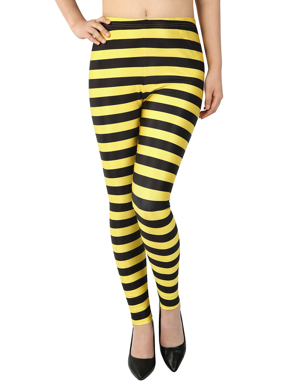 Black and Yellow Striped Leggings