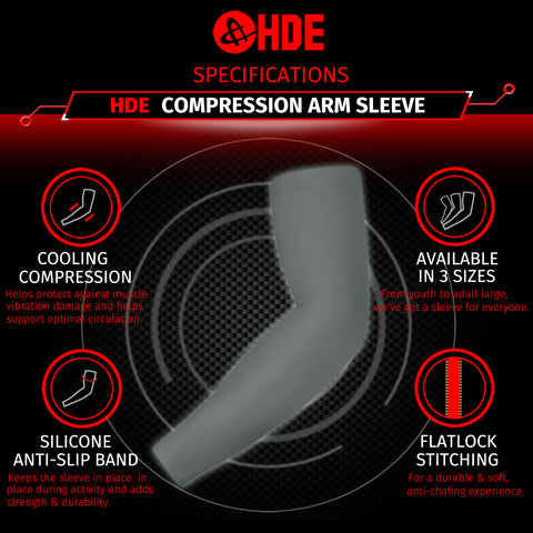 Black Arm Compression Sleeves for Kids Basketball Football Baseball Shooting Sleeve