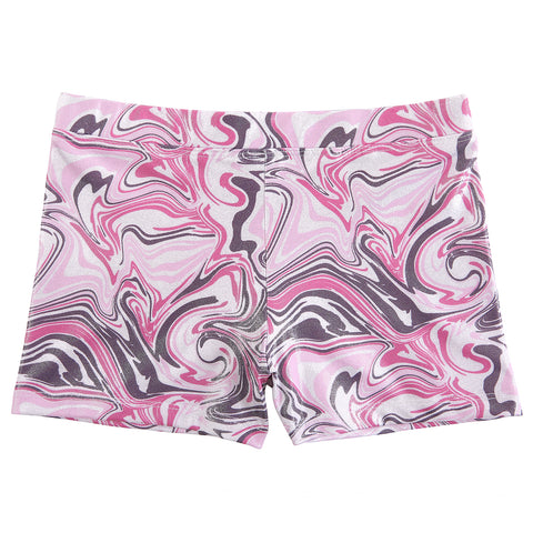 Pink Marble Swirls Gymnastics Dance Shorts for Girls