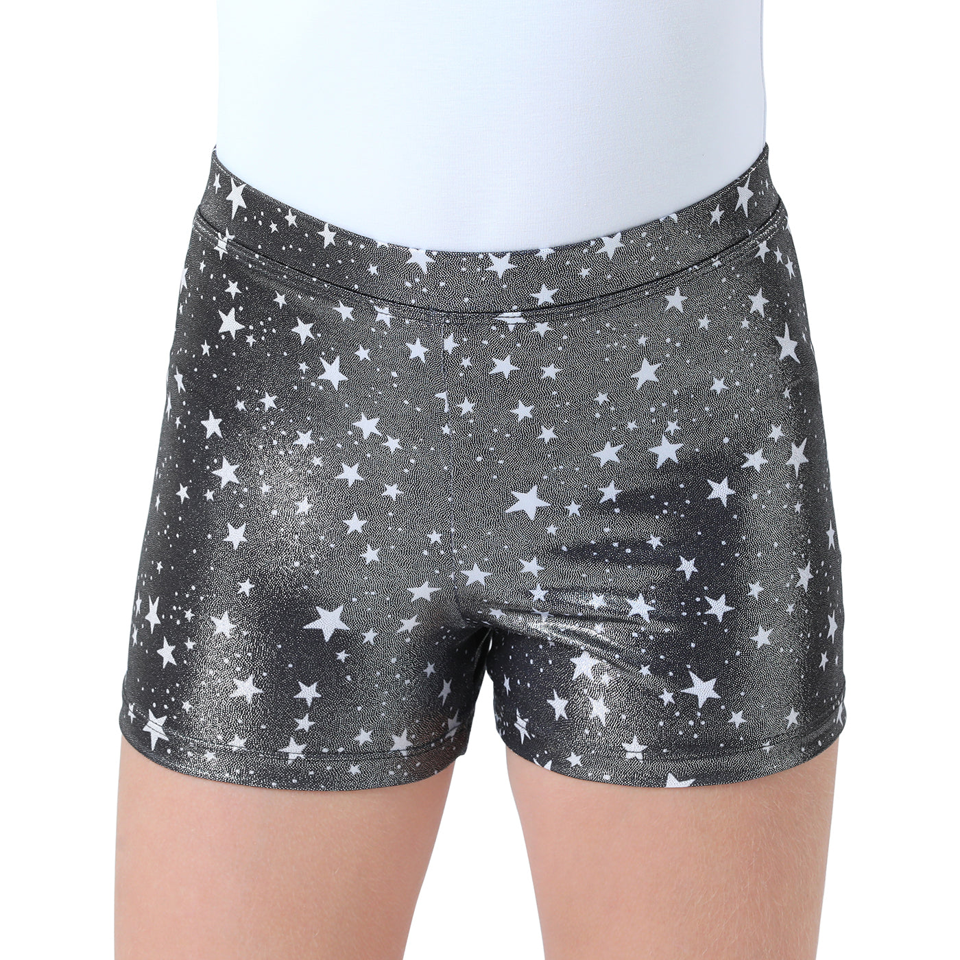 Starry Black Gymnastics Dance Shorts for Girls