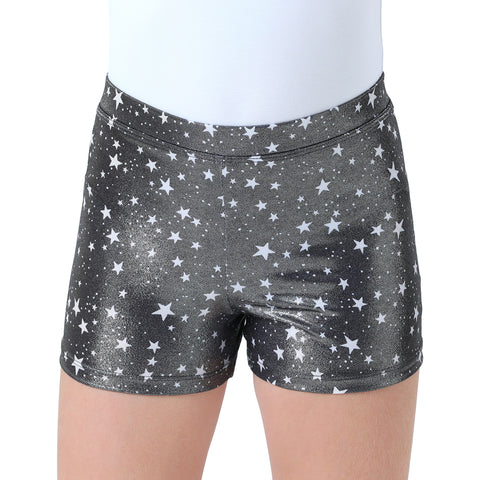 Starry Black Gymnastics Dance Shorts for Girls