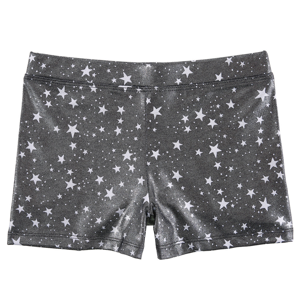 Starry Black Gymnastics Dance Shorts for Girls