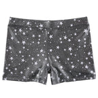 Starry Black Gymnastics Dance Shorts for Girls