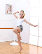 Starry Black Gymnastics Dance Shorts for Girls