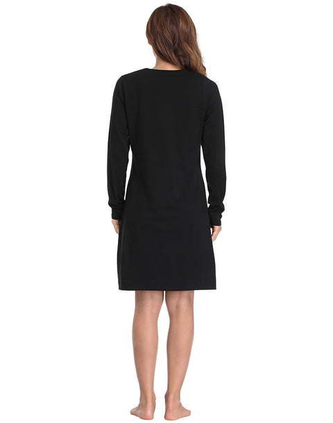 Need More Sleep Long Sleeve Sleepwear Cotton Nightgown Sleepshirt