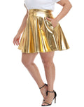 Plus Size Shiny Metallic Skater Skirt