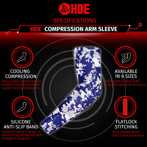 Navy Blue Camo Compression Sleeves for Kids Basketball Football Baseball Shooting Sleeve