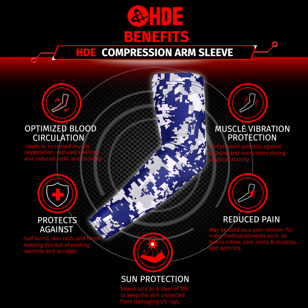 Navy Blue Camo Compression Sleeves for Kids Basketball Football Baseball Shooting Sleeve