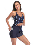 Navy Tie Dye Exercise Workout Dress With Built-In Shorts