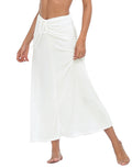 Womens Ruched Stretch Maxi Skirt Convertible Beach Cover Up