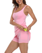 Exercise Workout Dress with Built-in Bra and Shorts