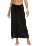 Womens Ruched Stretch Maxi Skirt Convertible Beach Cover Up