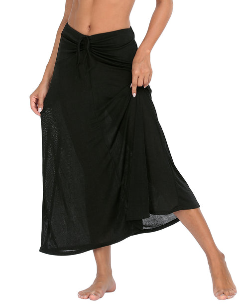Womens Ruched Stretch Maxi Skirt Convertible Beach Cover Up