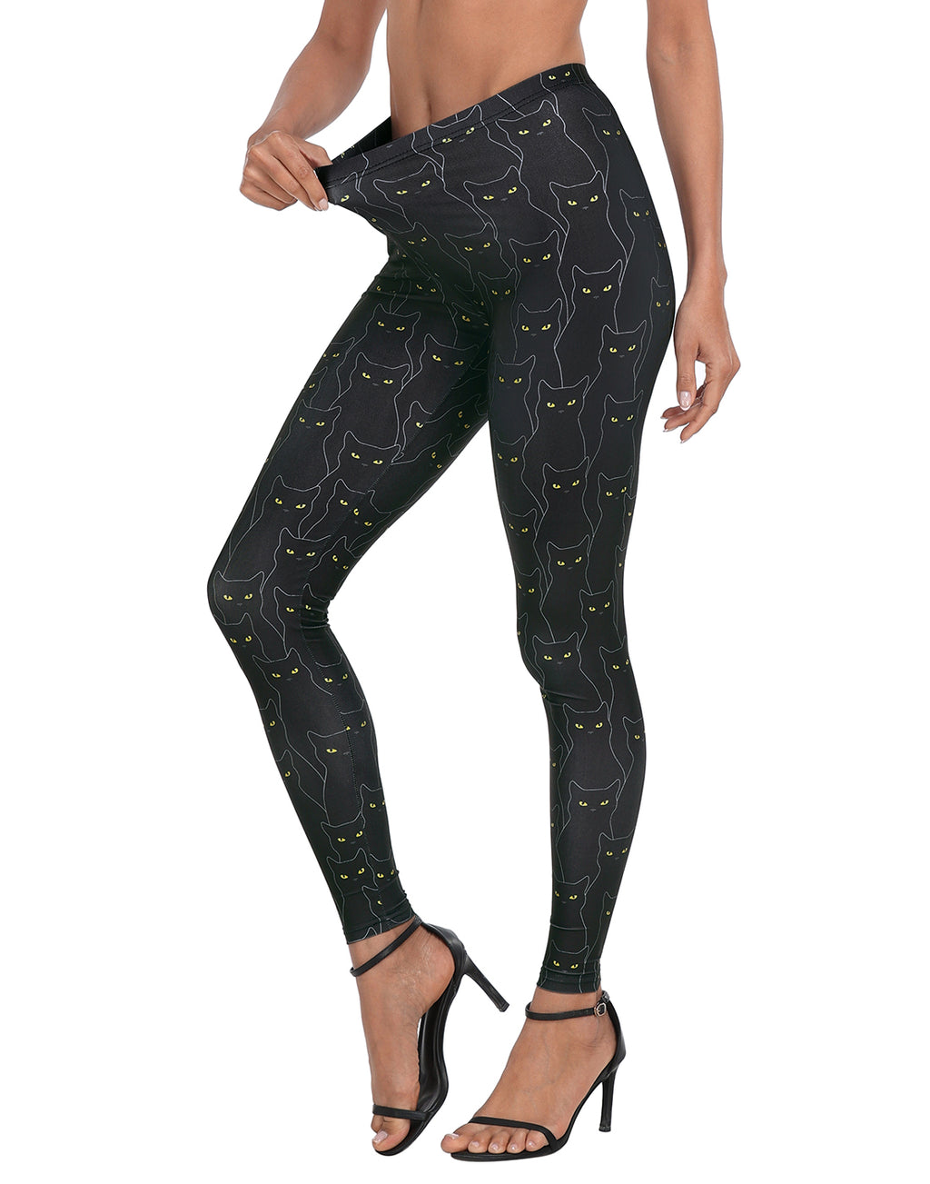 Graphic Print Black Cats Legging Tights