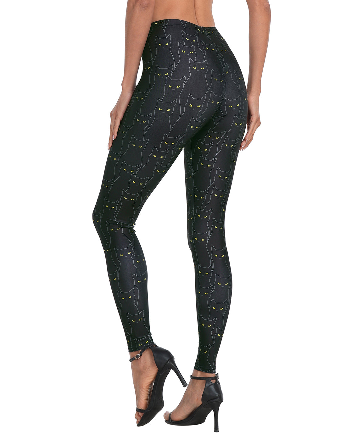 Graphic Print Black Cats Legging Tights