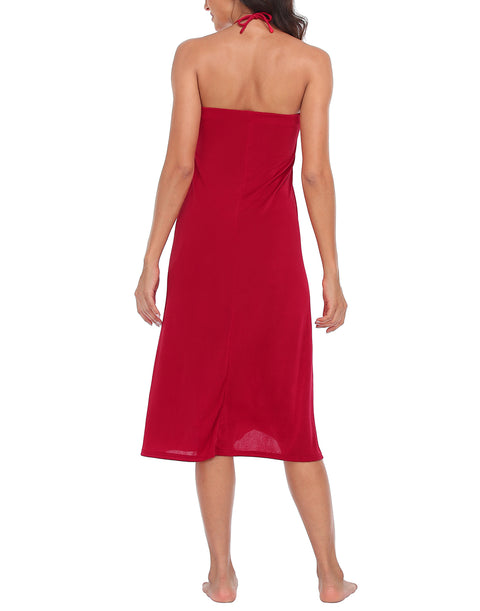 Womens Ruched Stretch Maxi Skirt Convertible Beach Cover Up