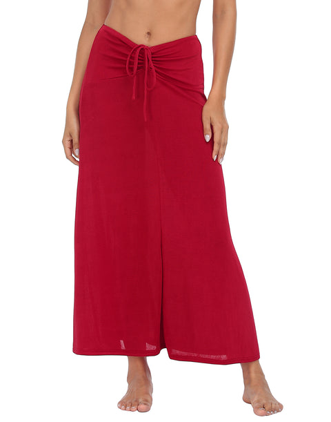 Womens Ruched Stretch Maxi Skirt Convertible Beach Cover Up