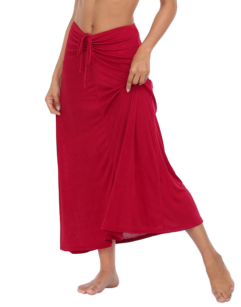 Womens Ruched Stretch Maxi Skirt Convertible Beach Cover Up