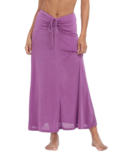 Womens Ruched Stretch Maxi Skirt Convertible Beach Cover Up