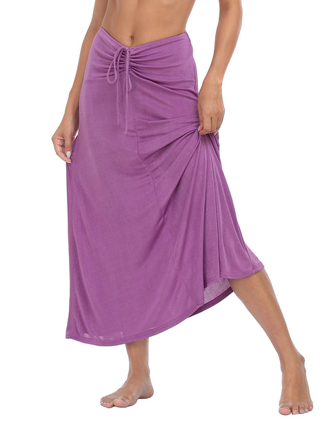 Womens Ruched Stretch Maxi Skirt Convertible Beach Cover Up