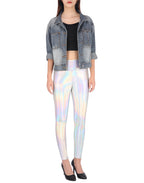 Holographic Shiny Leggings Liquid Metallic Pants Iridescent Tights