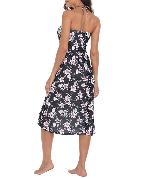 Womens Ruched Stretch Maxi Skirt Convertible Beach Cover Up