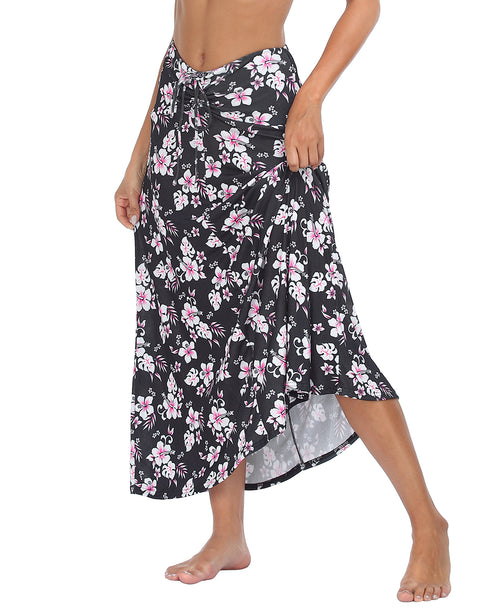 Womens Ruched Stretch Maxi Skirt Convertible Beach Cover Up
