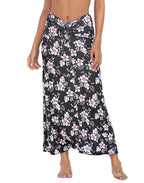 Womens Ruched Stretch Maxi Skirt Convertible Beach Cover Up
