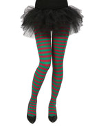 HDE Women's Striped Tights Opaque Microfiber Stockings Nylon Footed Pantyhose