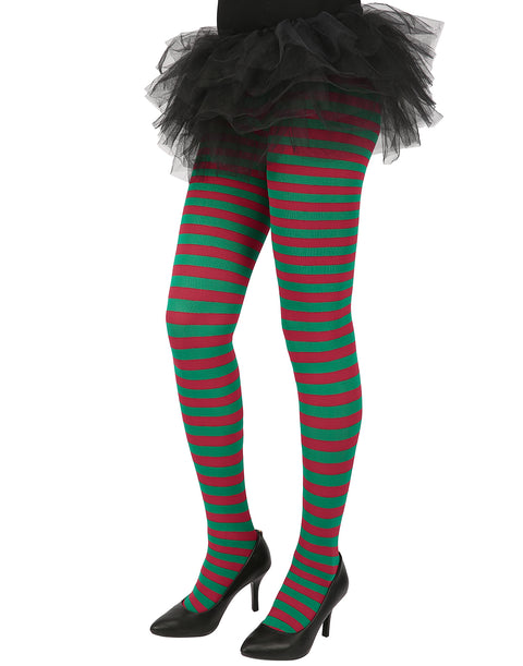 HDE Women's Striped Tights Opaque Microfiber Stockings Nylon Footed Pantyhose