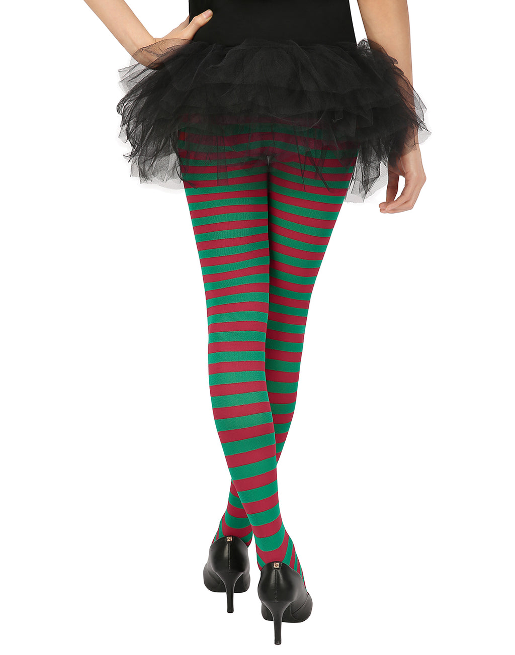 HDE Women's Striped Tights Opaque Microfiber Stockings Nylon Footed Pantyhose