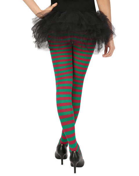 HDE Women's Striped Tights Opaque Microfiber Stockings Nylon Footed Pantyhose