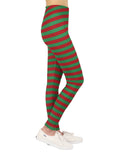 Girl's Red and Green Holiday Stripes Ultra Soft Leggings