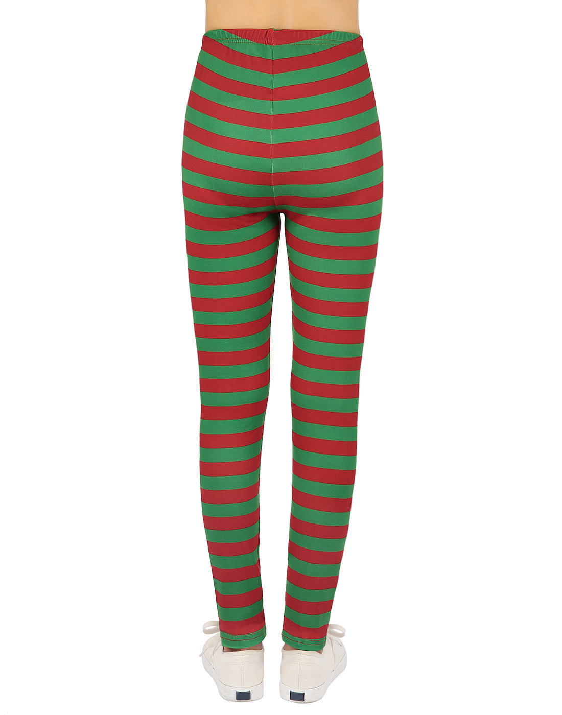 Girl's Red and Green Stripes Ultra Soft Leggings