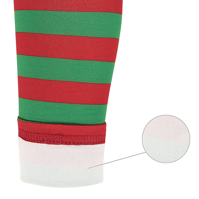 Girl's Red & Green Stripe Leggings Holiday – alternate view