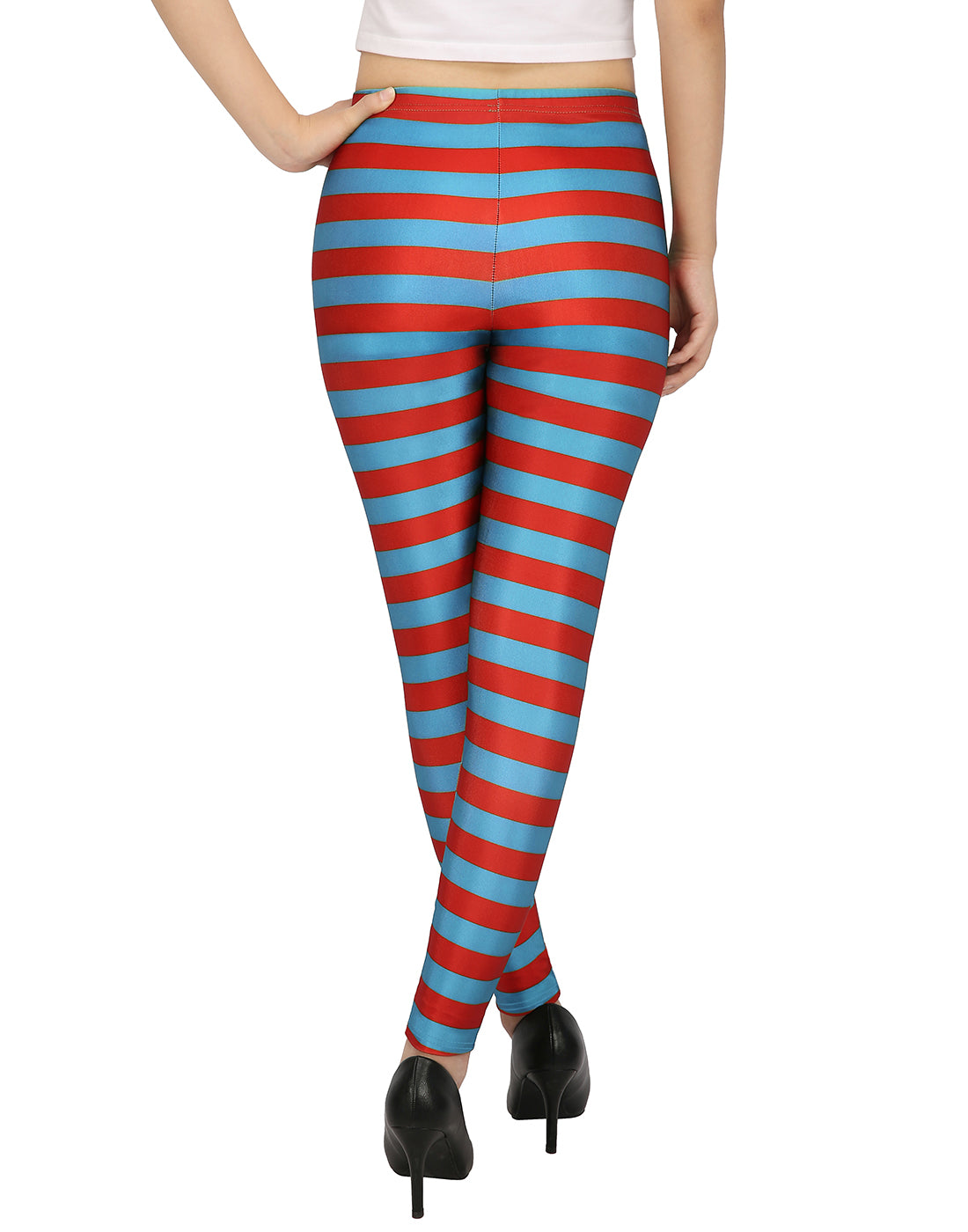 Blue and Red Striped Leggings